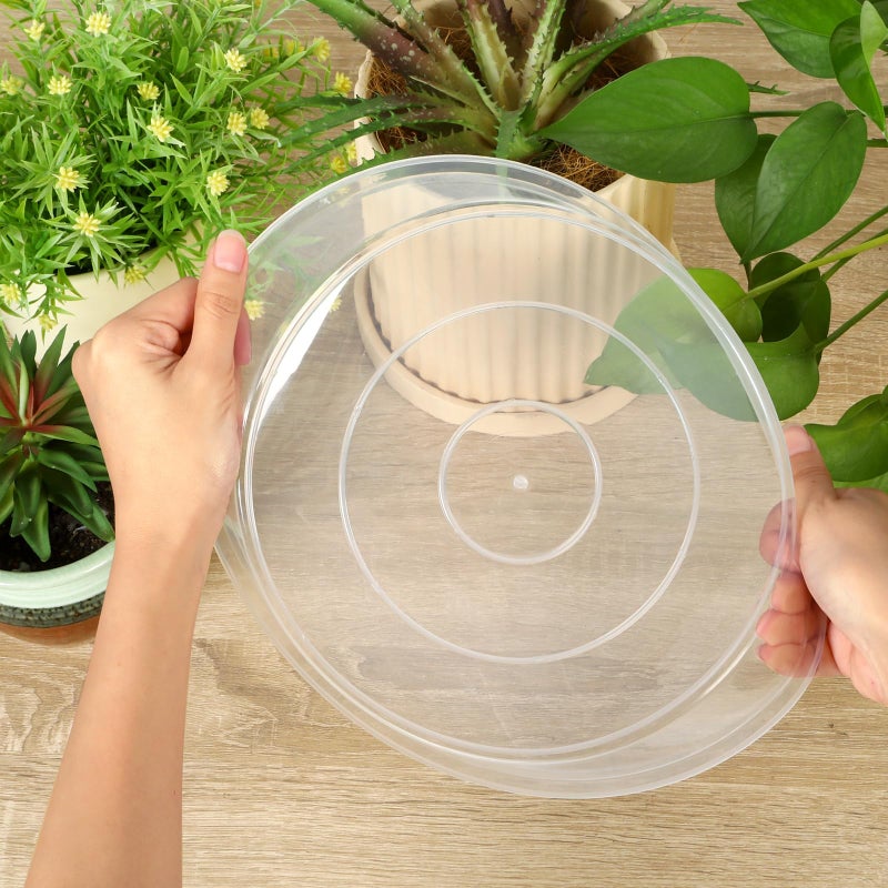 HQAUT 4 6 8 10 12 14 16 18 20 22 Inch Clear Plant Saucer  5 Pack Durable Plastic Water Catcher Trays for Flower Pots  Plant Drip Trays for Indoor Outdoor Planter(6inch) - Image 4
